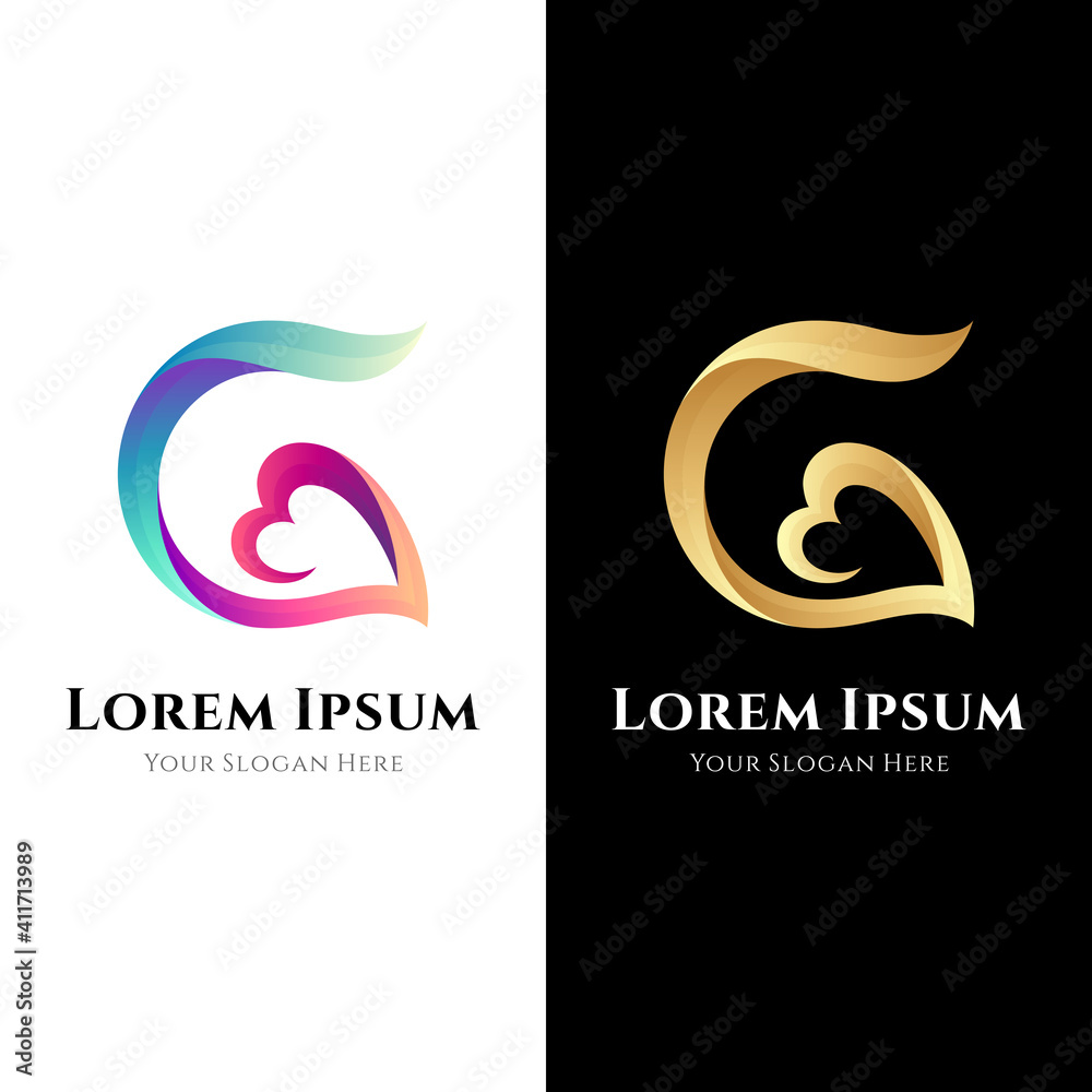 Fototapeta premium Love letter G logo template with gradient color style