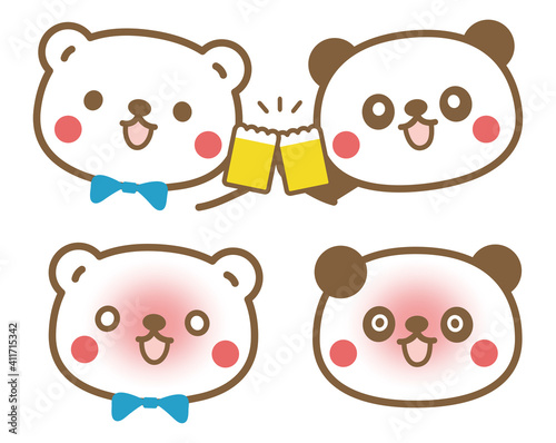 プリンPolar bear and panda toastingト