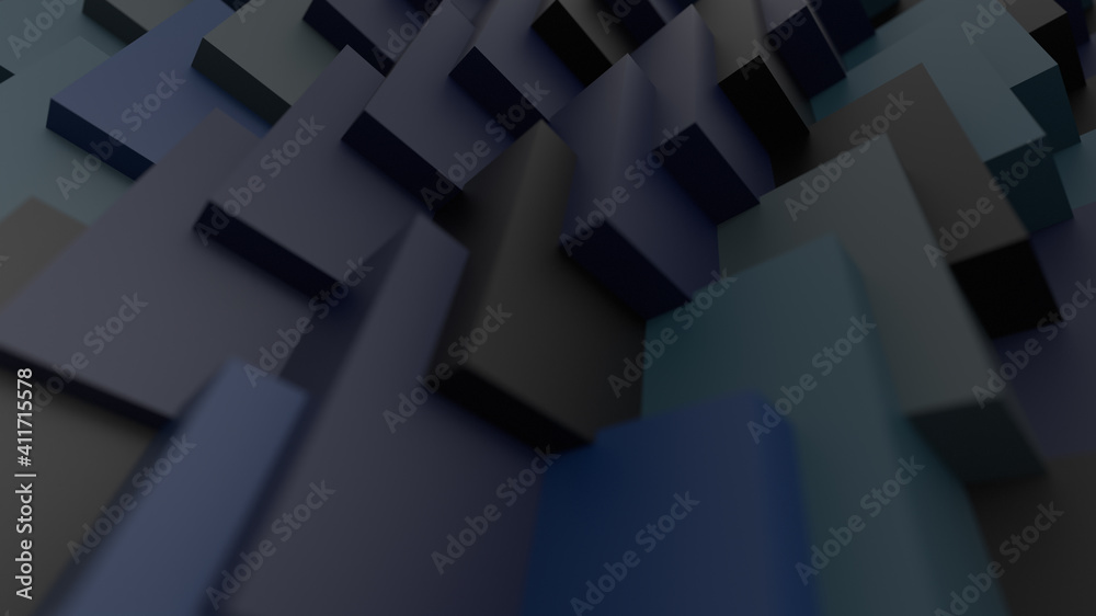 3d Abstract Business Pattern Minimal Background Wallpaper of Squares in Black and Green–Blue Colors