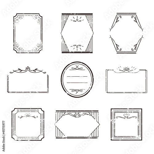  スタンプ風 装飾フレーム 白黒 / vector eps