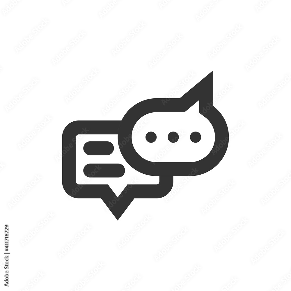 Speech bubble and dialog balloon line style vector icon. Isolated chat sign on white background Speech bubble and dialog balloon line style vector icon. Isolated chat sign on white background