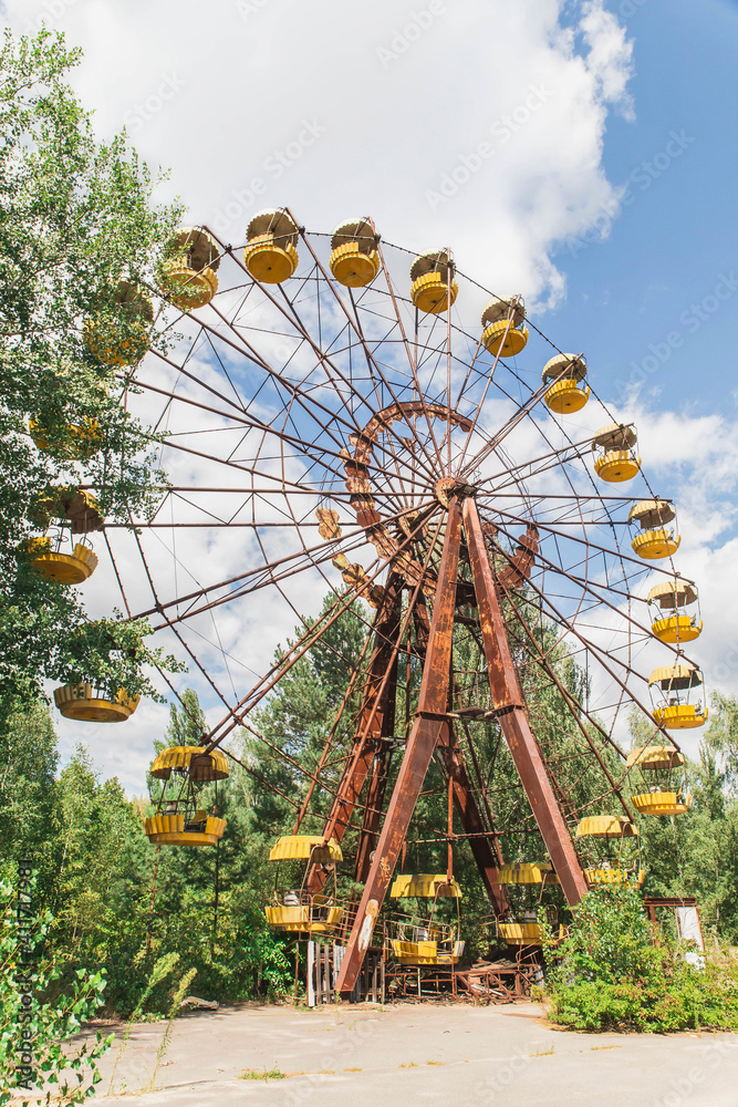 Abandoned rusty Ferris wheel in Pripyat Ukraine Abandoned rusty Ferris wheel in Pripyat Ukraine