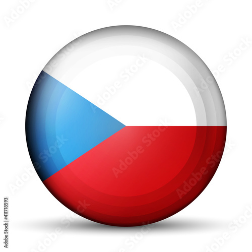 Glass light ball with flag of Czech Republic. Round sphere, template icon. national symbol. Glossy realistic ball, 3D abstract vector illustration highlighted on a white background. Big bubble.