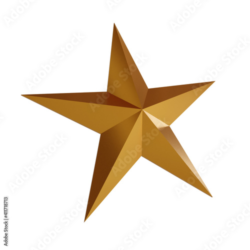 Realistic Gold Star 3D Rendering