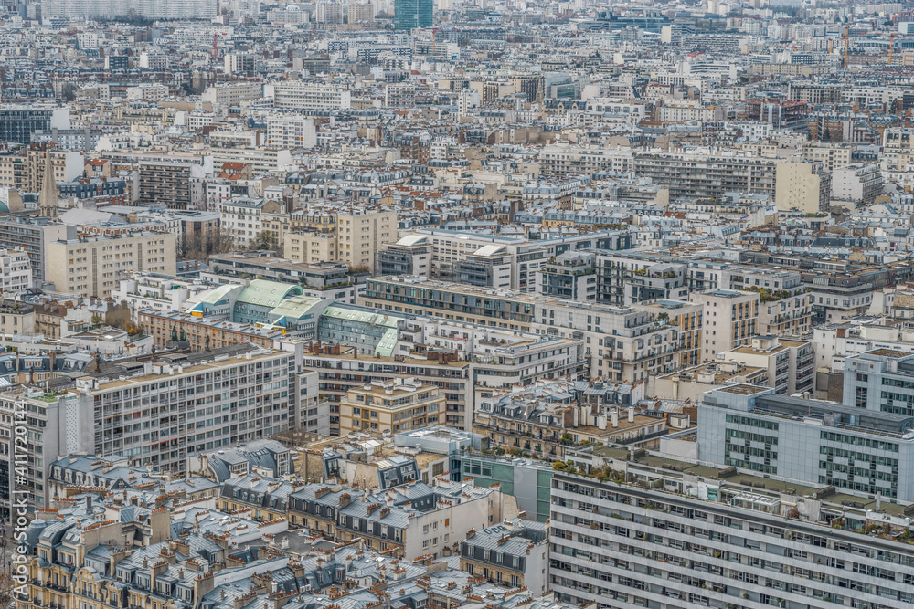 top view of the city of paris