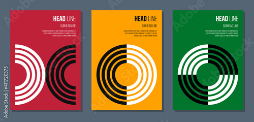colorful brochure cover with black and white circle sectors. vector illustration
