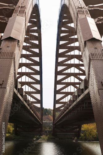architecture under the bridge. The Thaddeus Kosciusko Bridge in Albany NY.