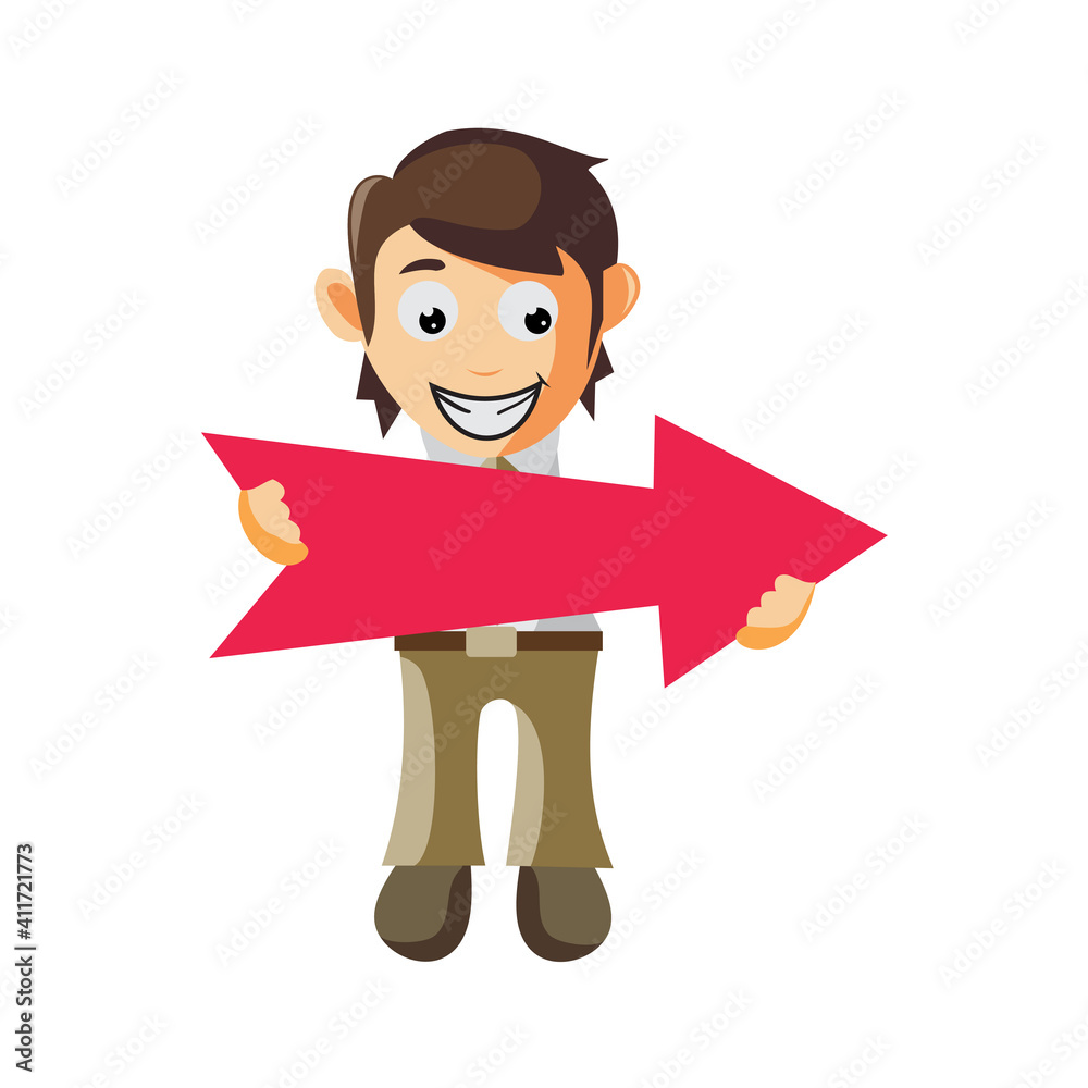 Business man Holding Arrow Right cartoon character Illustration design creation Isolated Business man Holding Arrow Right cartoon character Illustration design creation Isolated