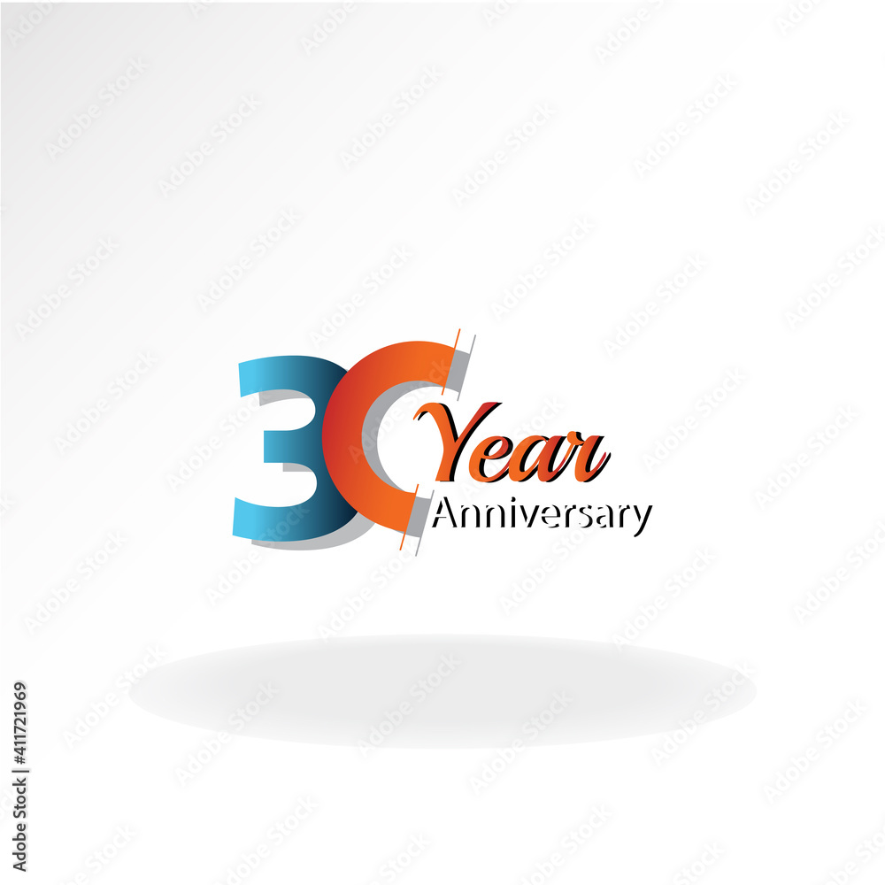 30 Year Anniversary Logo Vector Template Design Illustration blue and white 30 Year Anniversary Logo Vector Template Design Illustration blue and white