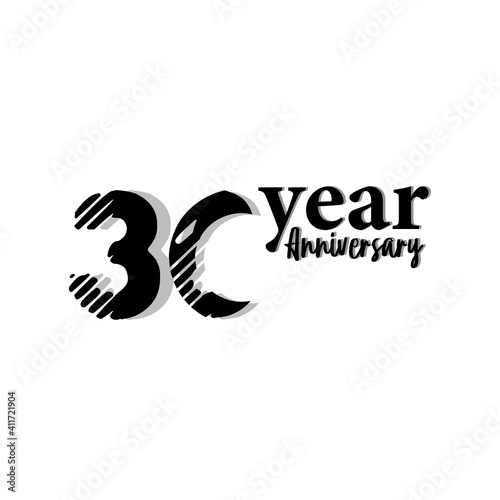 30 Year Anniversary Logo Vector Template Design Illustration black