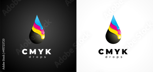 Cmyk drops logo tempate service print typography