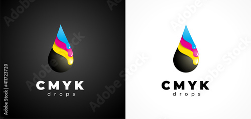 Cmyk drops logo tempate service print typography photo