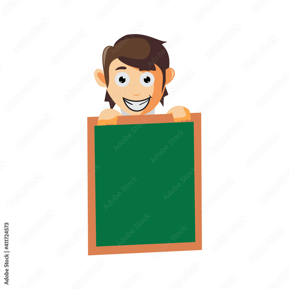 Business man with Blank Board cartoon character Illustration design creation Isolated