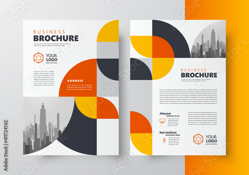 Flyer brochure design template business cover geometric theme circles orange color