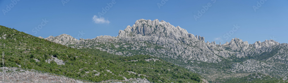 Panoramic rocky peak limestone near Dalmatia in Croatia