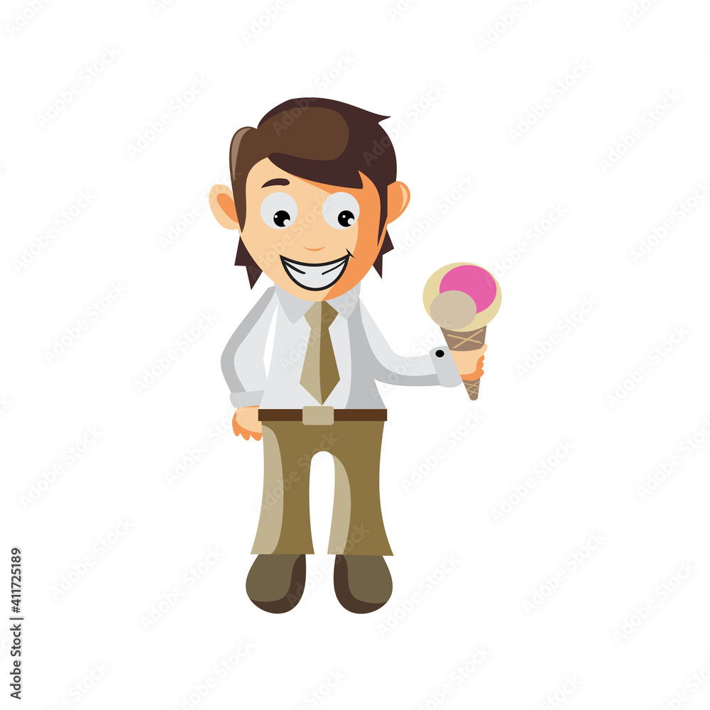 Business man Holding Ice Cream cartoon character Illustration design creation Isolated Business man Holding Ice Cream cartoon character Illustration design creation Isolated