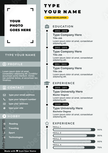 creative minimal resume template gray color