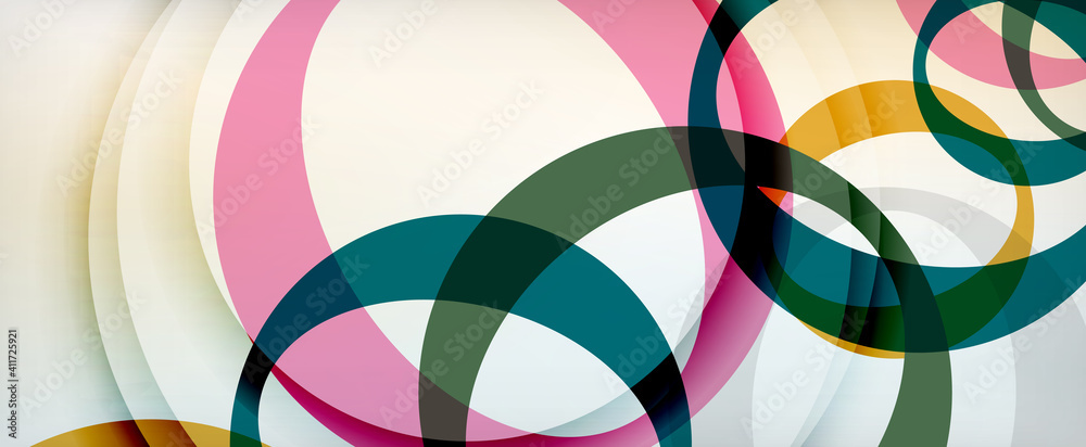 Ring geometric shapes, o letter repetition wallpaper. Abstract background for business or technology presentations, internet posters or web brochure covers