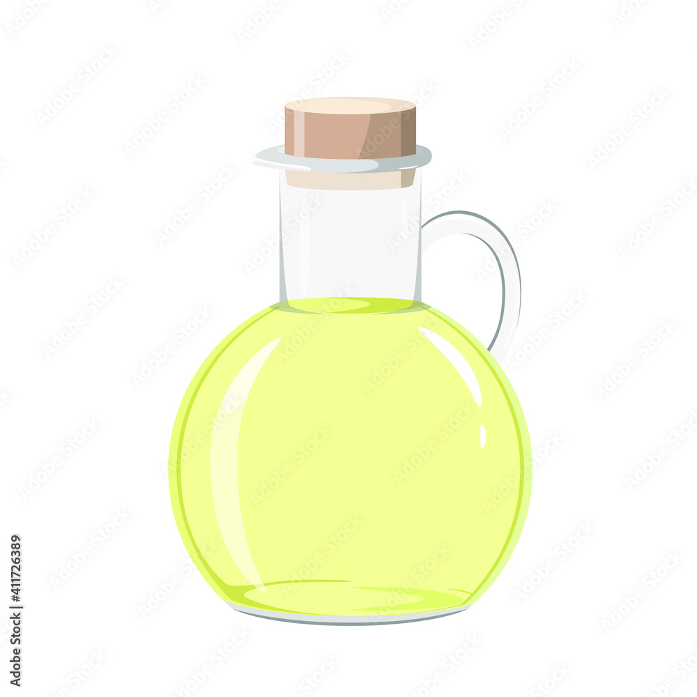 Glass bottle with oil on a white background Glass bottle with oil on a white background