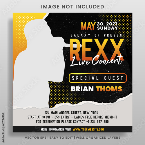 Live concert music flyer social media post template