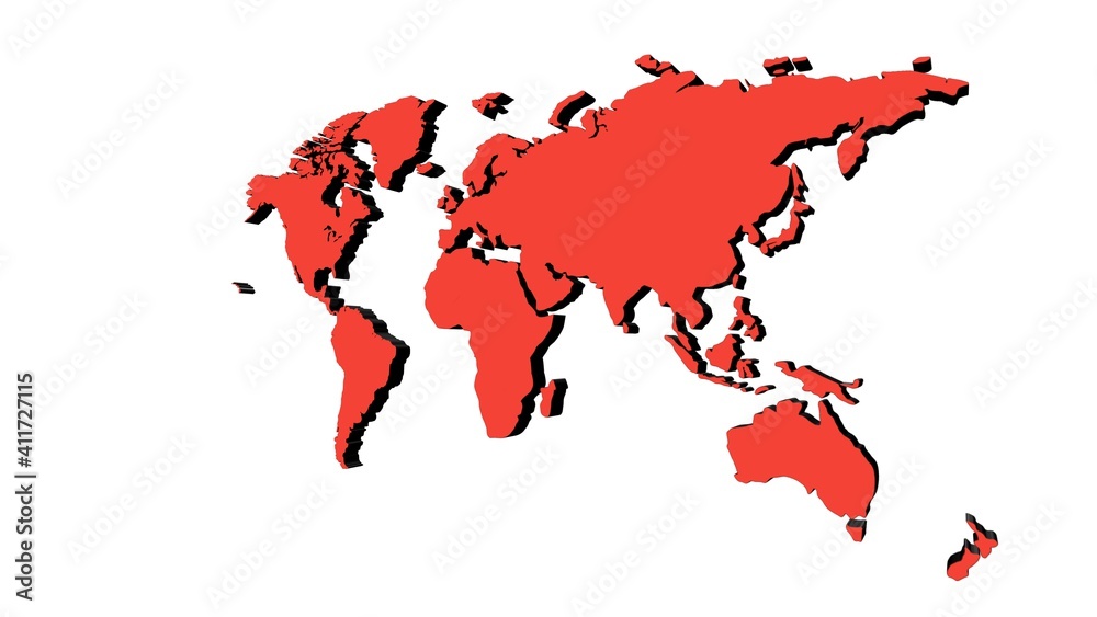 map of the world in the form of a heart world map 3d left to right color red