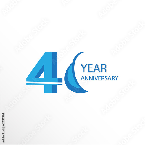 40 Year Anniversary Logo Vector Template Design Illustration blue and white