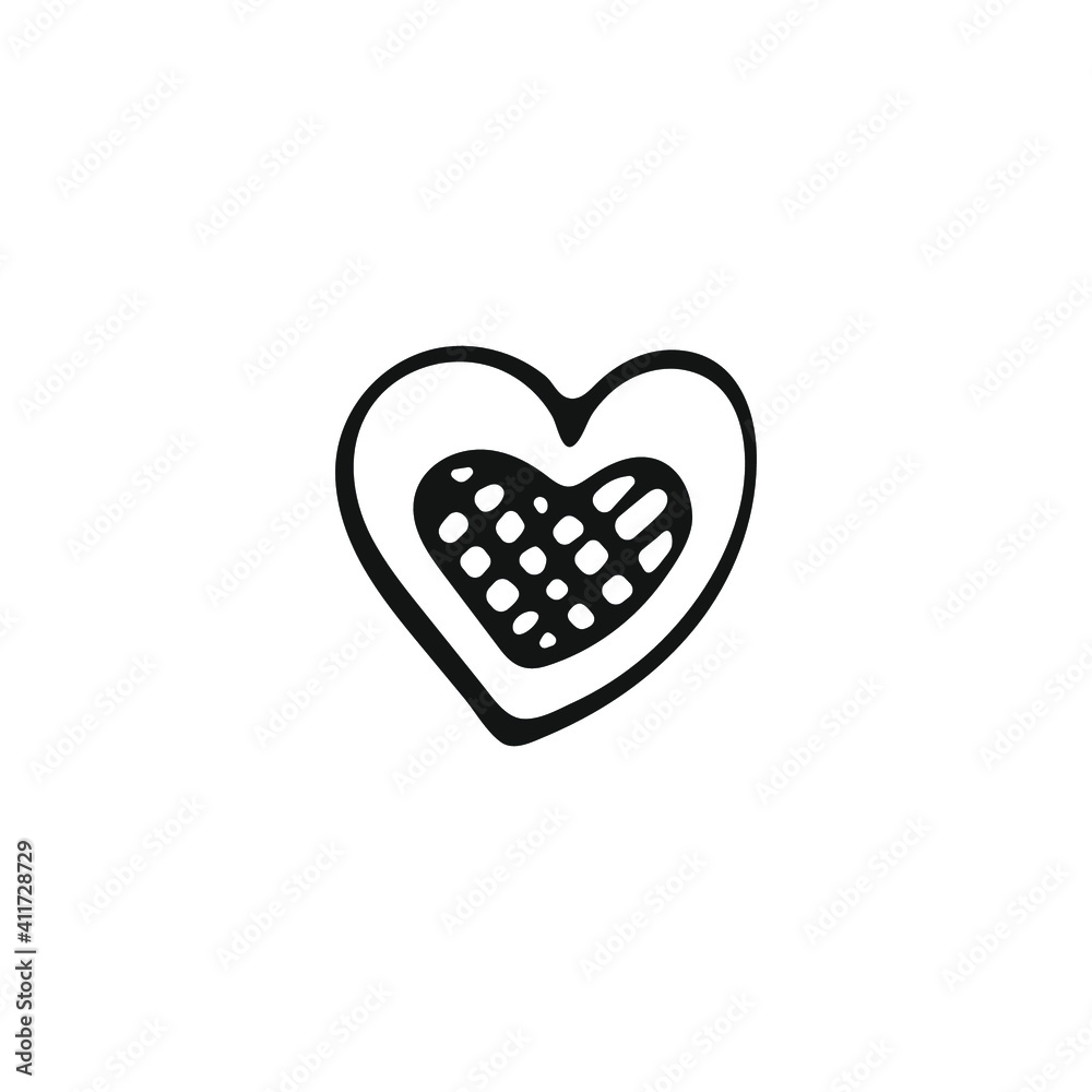Simple doodle heart. Hand drawn heart isolated on white background. Valentine's Day symbol. Vector illustration. Simple doodle heart. Hand drawn heart isolated on white background. Valentine's Day symbol. Vector illustration.