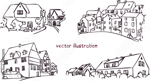 vector sketch of Europe suburb