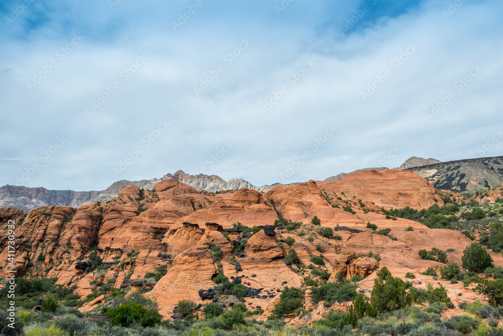 An overlooking view of nature in Snow Canyon State Park, Utah