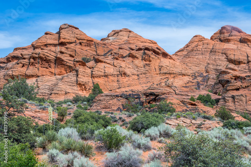 An overlooking view of nature in Snow Canyon State Park, Utah