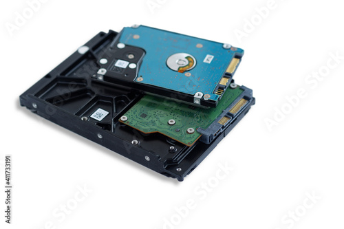 Pile of hard disk drive for Desktop pc Computer and laptop isolated on white background