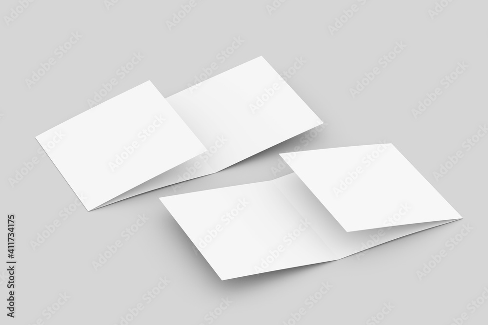trifold brochure mock up view - 3d rendering trifold brochure mock up view - 3d rendering