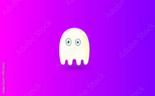 Cute Ghost Cartoon Mascot Vector Illustration Design Character.