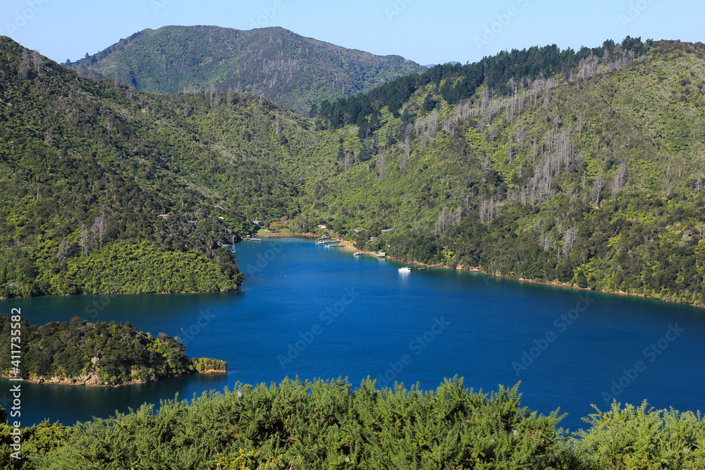 Blue bay in the Queen Charlotte Sound.