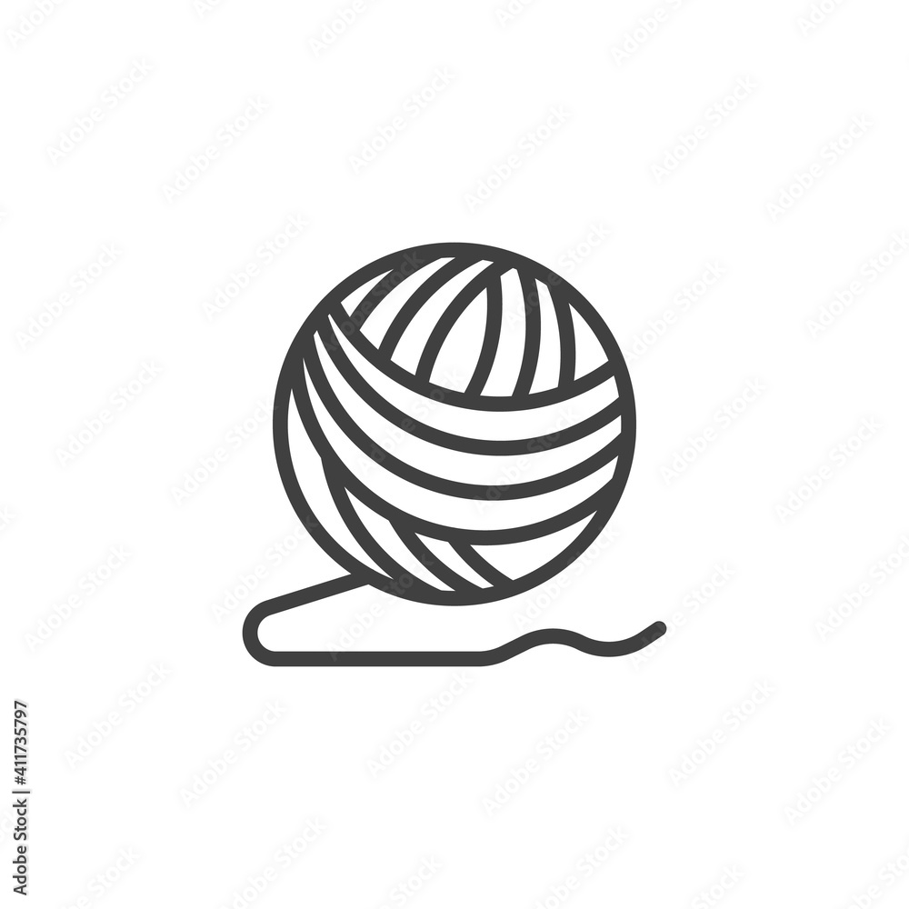 Ball of yarn line icon. linear style sign for mobile concept and web design. Woolen knitting thread ball outline vector icon. Symbol, logo illustration. Vector graphics Ball of yarn line icon. linear style sign for mobile concept and web design. Woolen knitting thread ball outline vector icon. Symbol, logo illustration. Vector graphics