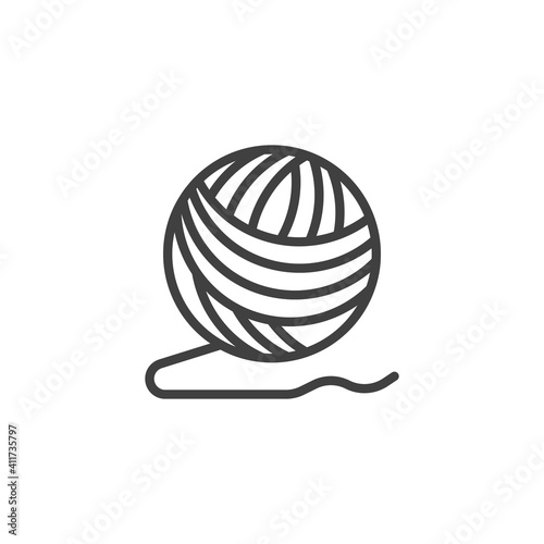 Ball of yarn line icon. linear style sign for mobile concept and web design. Woolen knitting thread ball outline vector icon. Symbol  logo illustration. Vector graphics