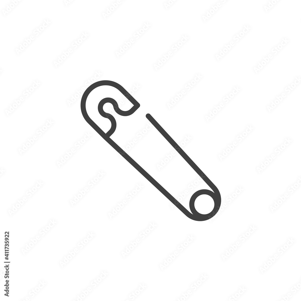 Safety pin line icon. linear style sign for mobile concept and web design. Sewing safety pin outline vector icon. Symbol, logo illustration. Vector graphics