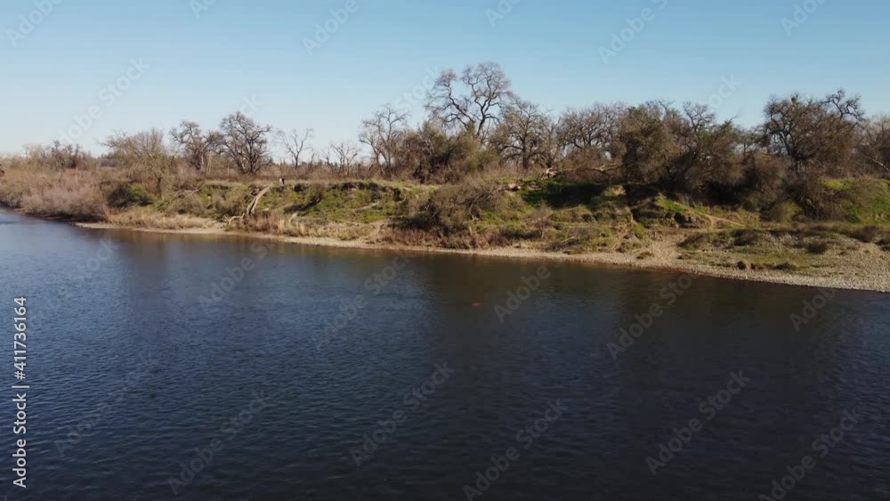 Aerial view of American river near Sacramento Aerial view of American river near Sacramento