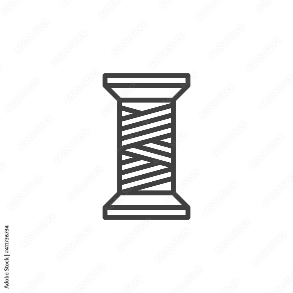 Thread spool line icon. linear style sign for mobile concept and web design. Bobbin thread outline vector icon. Symbol, logo illustration. Vector graphics Thread spool line icon. linear style sign for mobile concept and web design. Bobbin thread outline vector icon. Symbol, logo illustration. Vector graphics