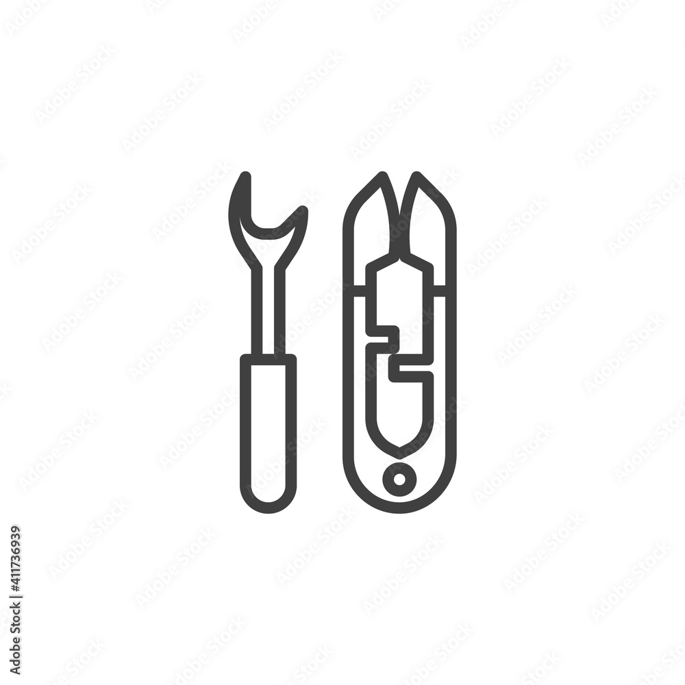Sewing scissors line icon. linear style sign for mobile concept and web design. Dressmaking scissors outline vector icon. Symbol, logo illustration. Vector graphics Sewing scissors line icon. linear style sign for mobile concept and web design. Dressmaking scissors outline vector icon. Symbol, logo illustration. Vector graphics