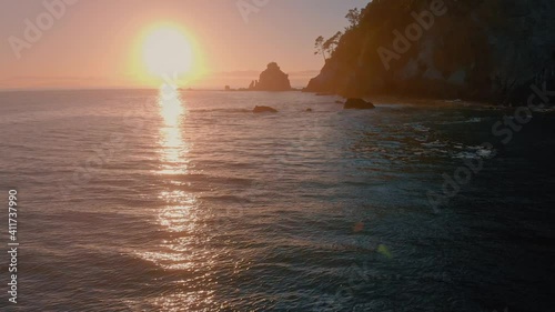 Sunrise over a tranquil coastal setting