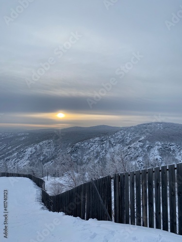 snow covered mountains