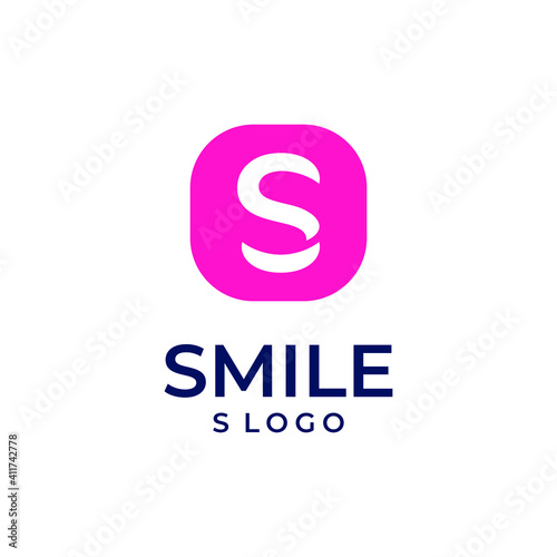S smile logo vector modern simple app design