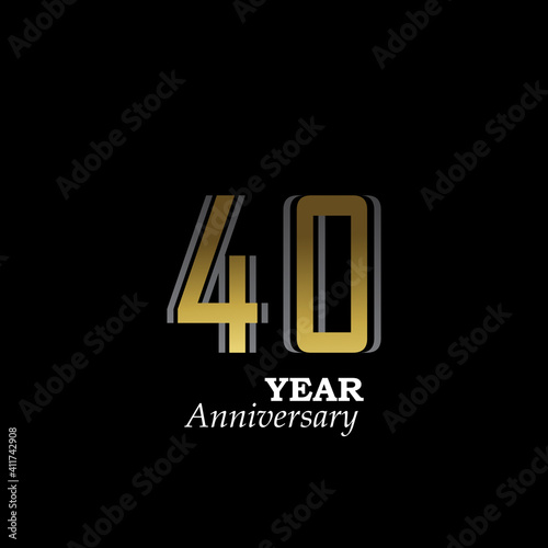 40 Year Anniversary Logo Vector Template Design Illustration gold and black