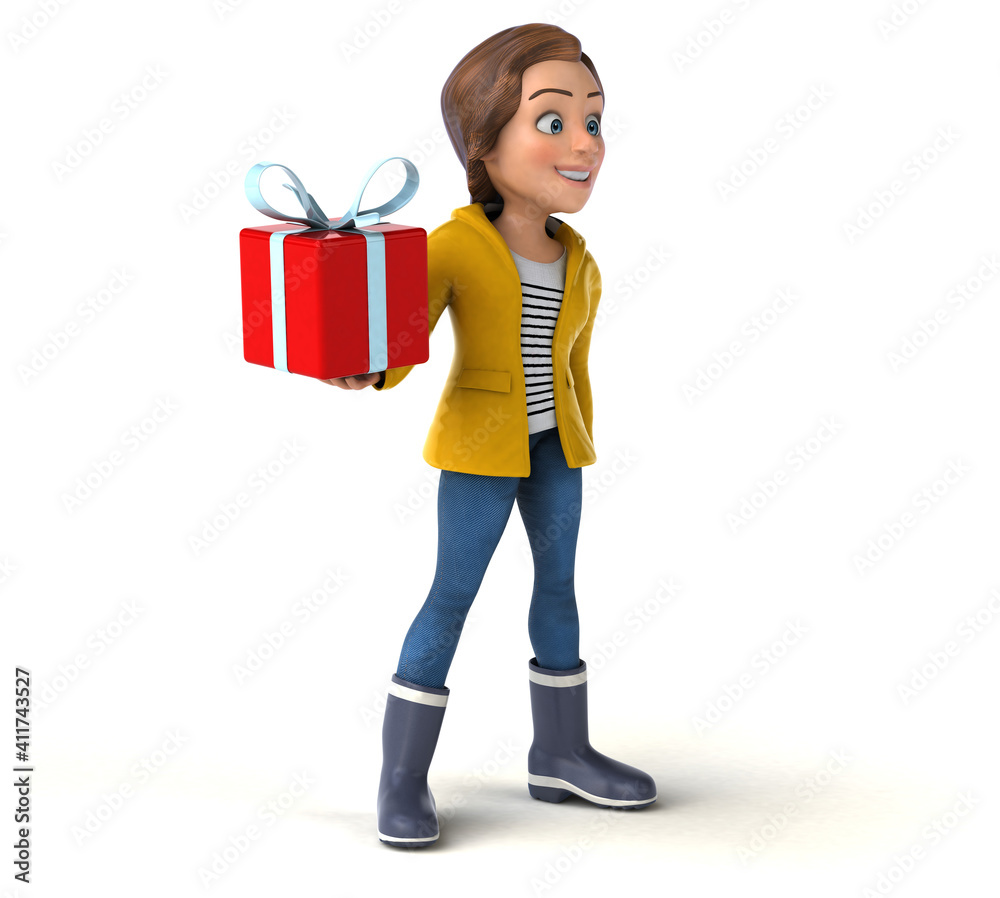Fun 3D illustration of a cartoon teenage girl Fun 3D illustration of a cartoon teenage girl