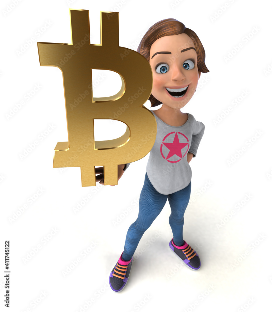 Fun 3D illustration of a cartoon teenage girl Fun 3D illustration of a cartoon teenage girl