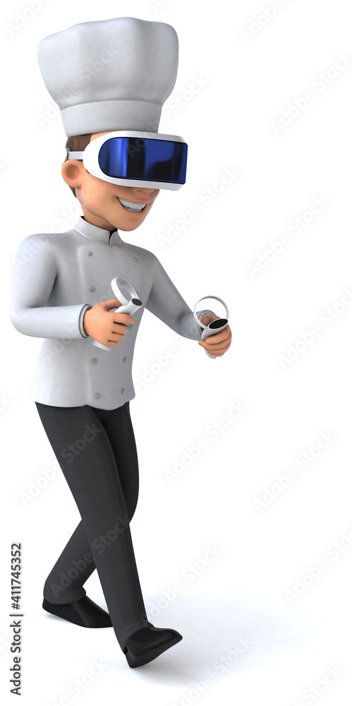 Fun 3D Illustration of a chef with a VR Helmet Fun 3D Illustration of a chef with a VR Helmet