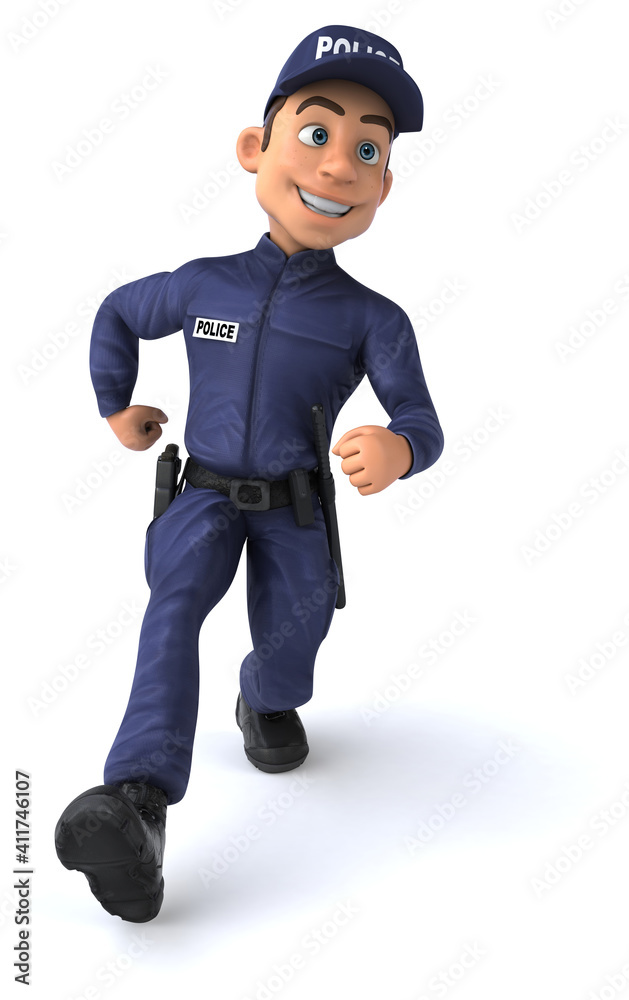 Fun 3D illustration of a cartoon Police Officer