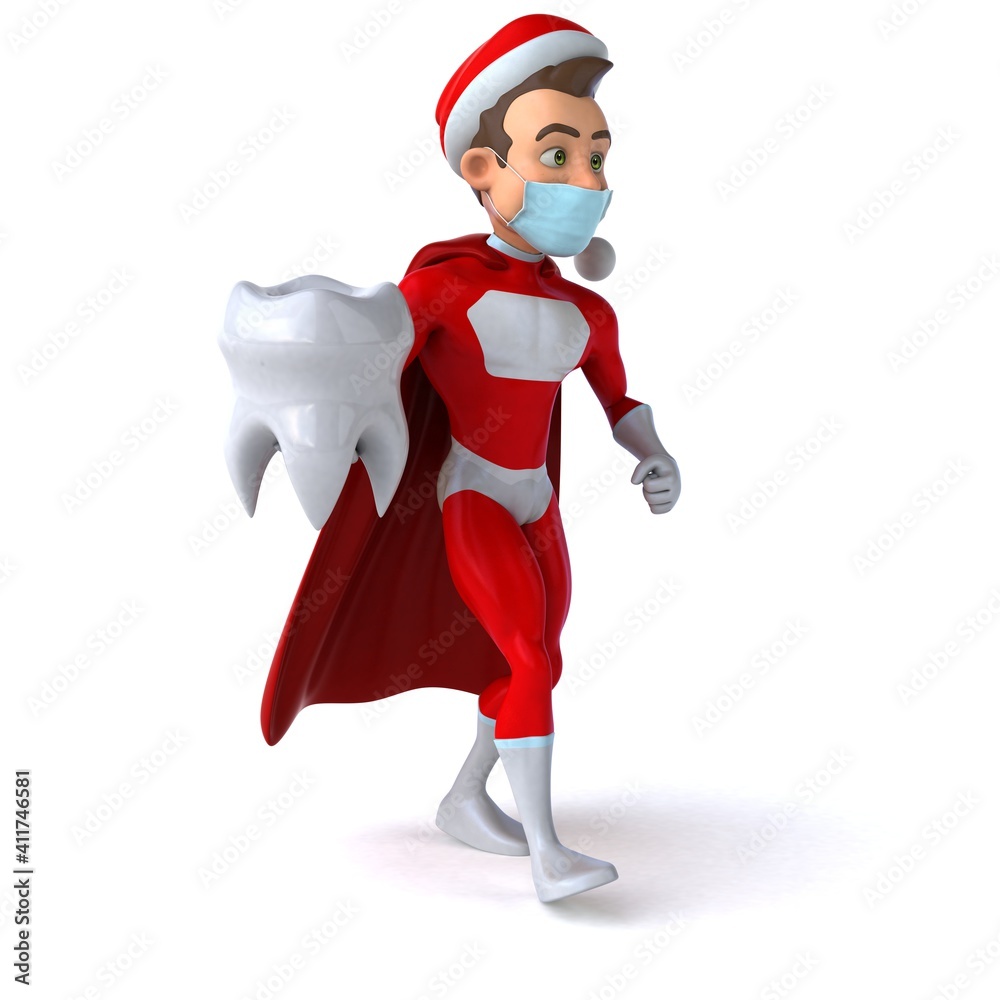 Fun 3D illustration of a cartoon Santa Claus with a mask Fun 3D illustration of a cartoon Santa Claus with a mask