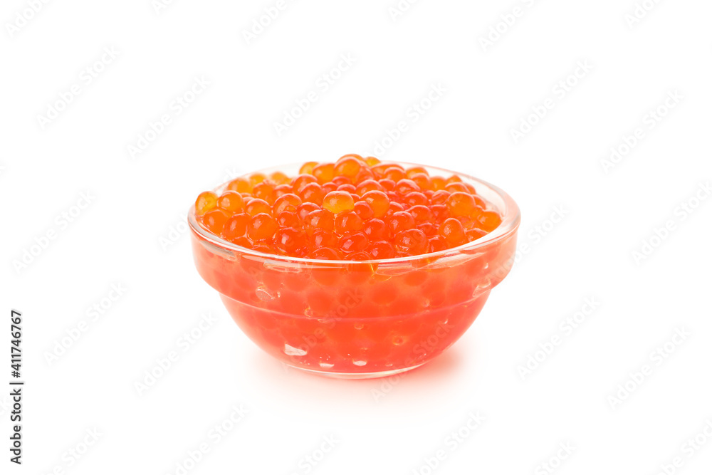 Glass bowl with caviar isolated on white background Glass bowl with caviar isolated on white background